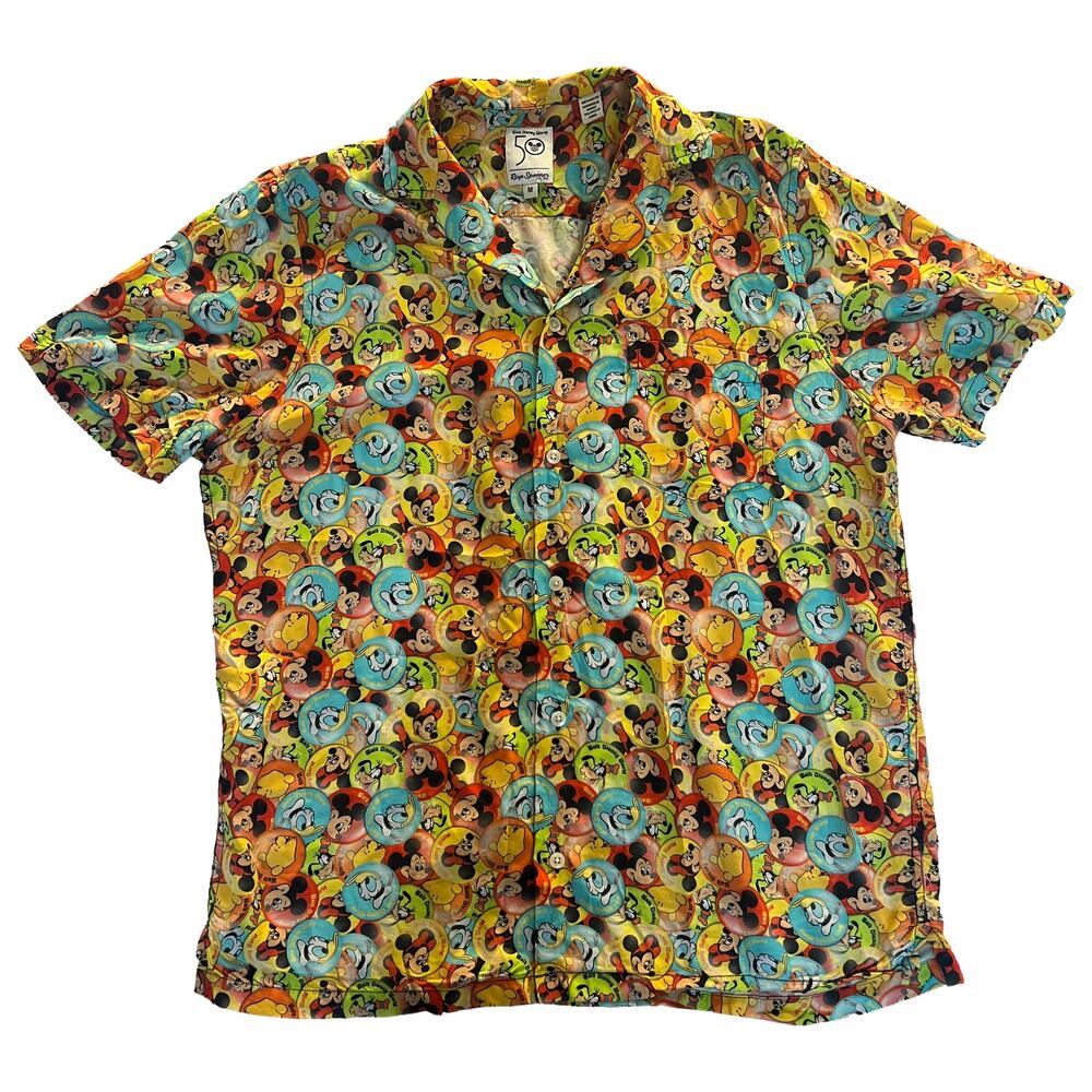 Walt Disney World 50th Anniversary Reyn Spooner Button Down Camp Shirt M Multi